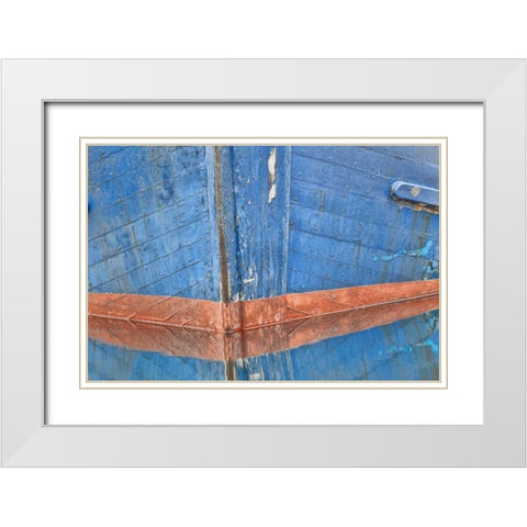 AK, Hoonah Fishing boat bow reflecting in water White Modern Wood Framed Art Print with Double Matting by Paulson, Don