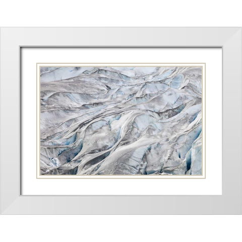 AK, Glacier Bay NP, Reid Glacier Ice patterns White Modern Wood Framed Art Print with Double Matting by Paulson, Don