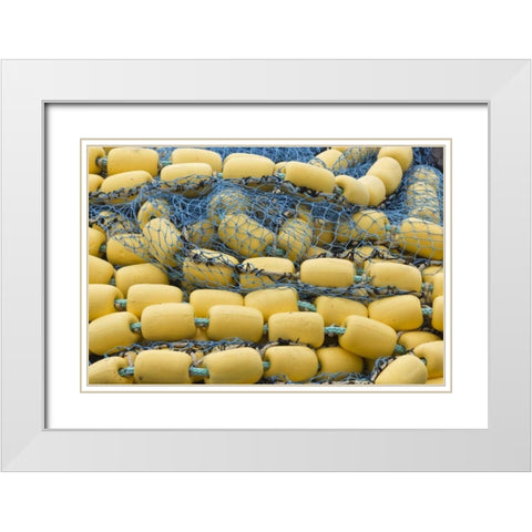 Alaska, Hoonah Commercial fishing net and floats White Modern Wood Framed Art Print with Double Matting by Paulson, Don