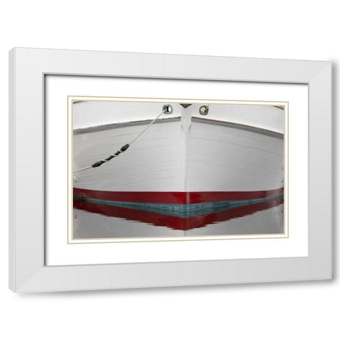 Alaska, Hoonah Bow of a boat reflects in water White Modern Wood Framed Art Print with Double Matting by Paulson, Don