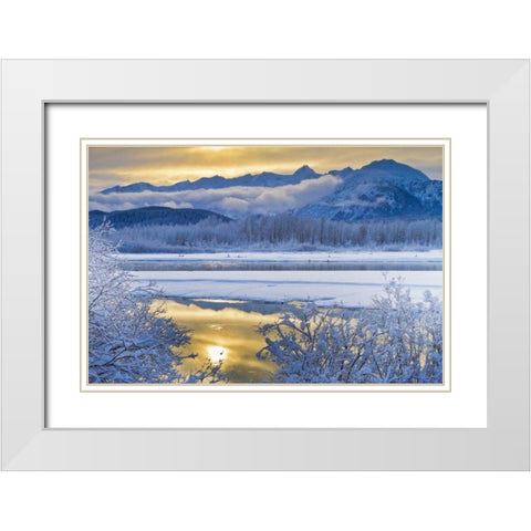 AK, Chilkat Snowy scenic along the Chilkat River White Modern Wood Framed Art Print with Double Matting by Illg, Cathy and Gordon