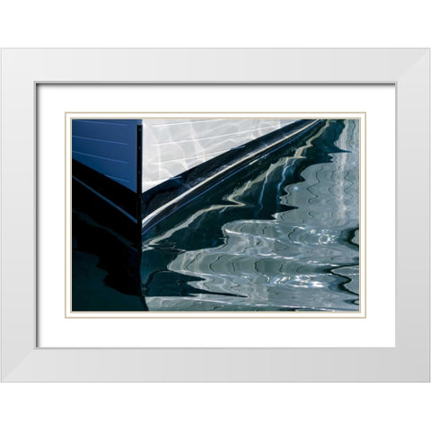 USA, Alaska Reflection of boat bow in water White Modern Wood Framed Art Print with Double Matting by Paulson, Don