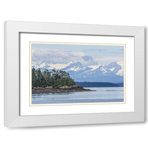 Alaska Air taxi flies over mountain landscape White Modern Wood Framed Art Print with Double Matting by Paulson, Don