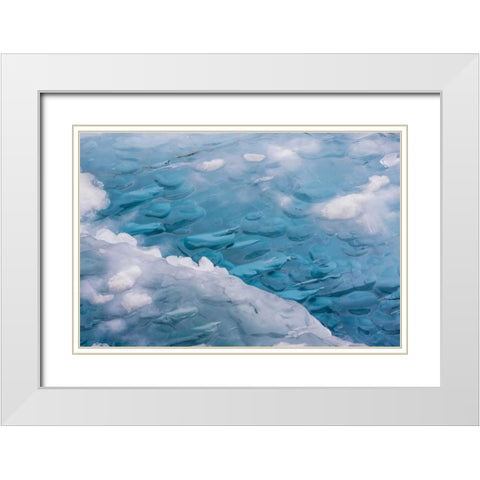 USA, Alaska, Glacier Bay NP Close-up of blue ice White Modern Wood Framed Art Print with Double Matting by Paulson, Don