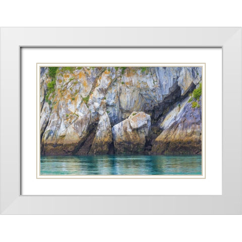 Alaska, Glacier Bay NP Cliff and seawater White Modern Wood Framed Art Print with Double Matting by Paulson, Don