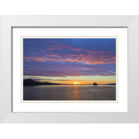 Alaska Sunset on Flynn Cove White Modern Wood Framed Art Print with Double Matting by Paulson, Don
