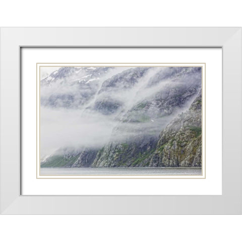Alaska, Glacier Bay NP Fog in the mountains White Modern Wood Framed Art Print with Double Matting by Paulson, Don
