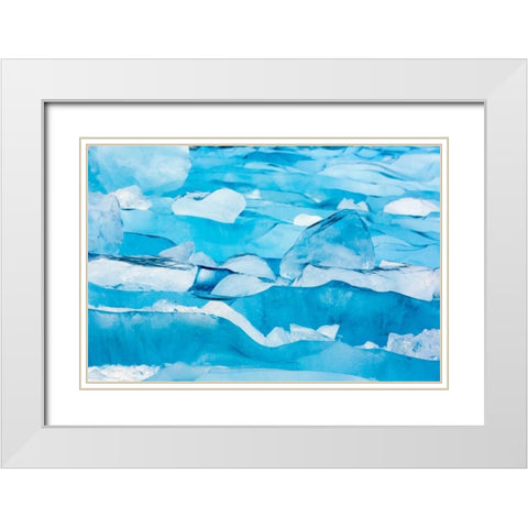 Alaska, Glacier Bay NP Close-up of blue ice White Modern Wood Framed Art Print with Double Matting by Paulson, Don