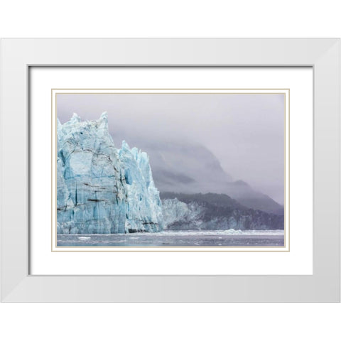 AK, Glacier Bay NP Margerie Glacier and mountain White Modern Wood Framed Art Print with Double Matting by Paulson, Don