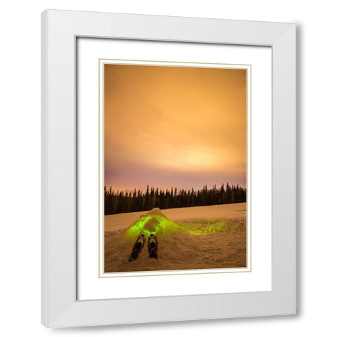 Alaska-Fairbanks Quinzhee snow hut with snowshoes and poles White Modern Wood Framed Art Print with Double Matting by Jaynes Gallery