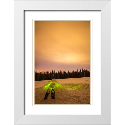 Alaska-Fairbanks Quinzhee snow hut with snowshoes and poles White Modern Wood Framed Art Print with Double Matting by Jaynes Gallery