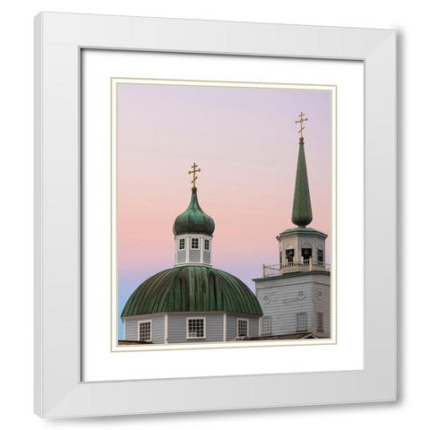 Alaska-Sitka Steeples of St Michaels Russian Orthodox Cathedral  White Modern Wood Framed Art Print with Double Matting by Jaynes Gallery