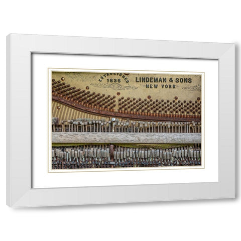 Alaska-Sitka Discarded Lindeman and Sons piano close-up  White Modern Wood Framed Art Print with Double Matting by Jaynes Gallery