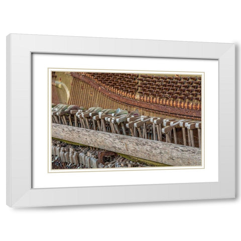 Alaska-Sitka Discarded Lindeman and Sons piano close-up  White Modern Wood Framed Art Print with Double Matting by Jaynes Gallery