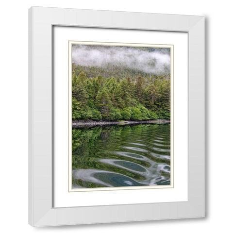 Alaska-Tongass National Forest Boat wake ripples in Mirror Harbor  White Modern Wood Framed Art Print with Double Matting by Jaynes Gallery