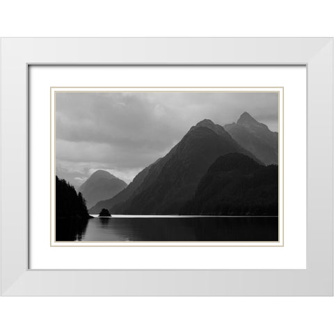 Alaska-Tongass National Forest BandW of stormy landscape on Lisianski Inlet  White Modern Wood Framed Art Print with Double Matting by Jaynes Gallery