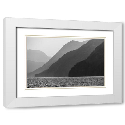 Alaska-Tongass National Forest BandW of hazy day in Lisianski Inlet  White Modern Wood Framed Art Print with Double Matting by Jaynes Gallery