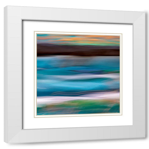 Alaska-Juneau Abstract of sunset on ocean  White Modern Wood Framed Art Print with Double Matting by Jaynes Gallery