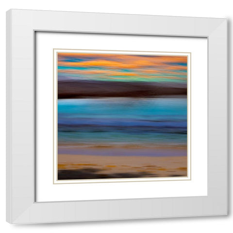 Alaska-Juneau Abstract sunset over ocean  White Modern Wood Framed Art Print with Double Matting by Jaynes Gallery