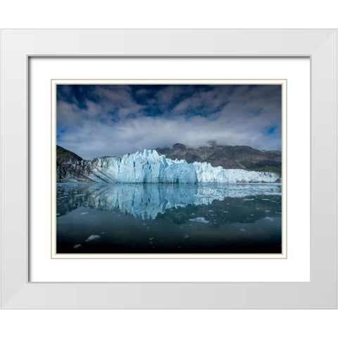 The waters of Tarr Inlet create a perfect reflection for the terminus of Margerie Glacier White Modern Wood Framed Art Print with Double Matting by Sederquist, Betty