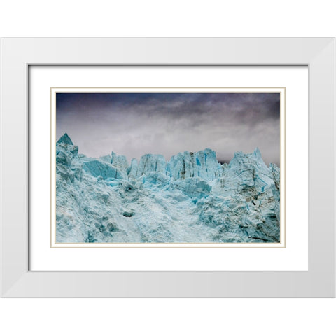 Blue ice characterizes the face of Margerie Glacier. White Modern Wood Framed Art Print with Double Matting by Sederquist, Betty