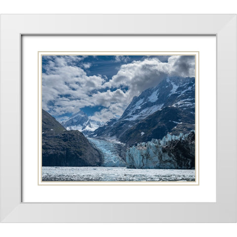 High mountains surrounding Johns Hopkins Inlet generate numerous glaciers. White Modern Wood Framed Art Print with Double Matting by Sederquist, Betty