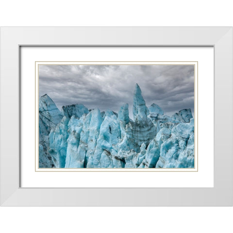 Rugged ice at the face of Margerie Glacier make it impossible to cross this terrain. White Modern Wood Framed Art Print with Double Matting by Sederquist, Betty