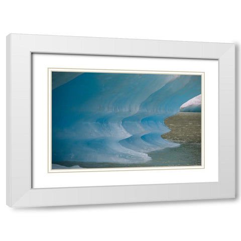 Blue iceberg glows in Shakes Lake. White Modern Wood Framed Art Print with Double Matting by Sederquist, Betty