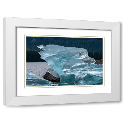 Crystalline iceberg shines in Endicott Arm. White Modern Wood Framed Art Print with Double Matting by Sederquist, Betty