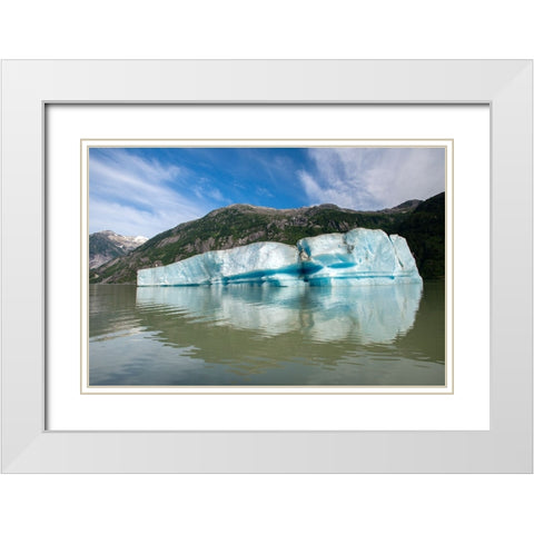 Huge iceberg slowly melts in Shakes Lake. White Modern Wood Framed Art Print with Double Matting by Sederquist, Betty