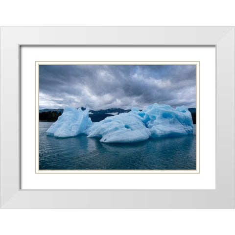 Iceberg glows in Endicott Arm. White Modern Wood Framed Art Print with Double Matting by Sederquist, Betty