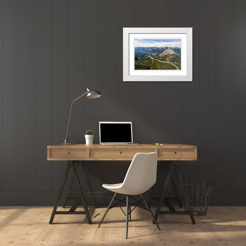 USA- Alaska- Gates of the Arctic National Park. Aerial view of the Alatna River. White Modern Wood Framed Art Print with Double Matting by Norrsell, Fredrik