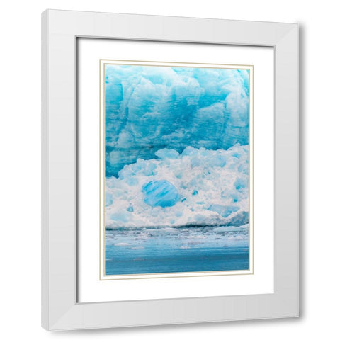 Alaska- Kenai Peninsula. Close-up of Aialik Glacier. White Modern Wood Framed Art Print with Double Matting by Muir, Janet