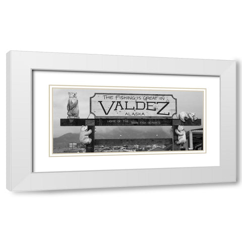 Alaska- Valdez. Marina sign. White Modern Wood Framed Art Print with Double Matting by Muir, Janet