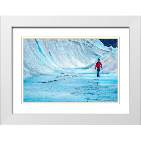 Trekking-Mendenhall Glacier-Juneau-Alaska White Modern Wood Framed Art Print with Double Matting by Engelbrecht, Jim