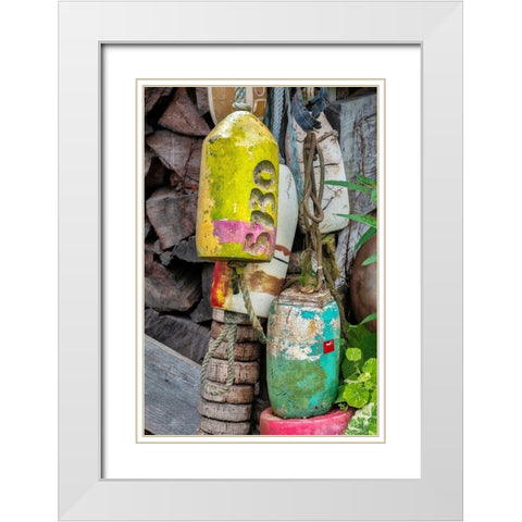 Antique buoy White Modern Wood Framed Art Print with Double Matting by Engelbrecht, Jim