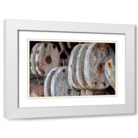 Antique block and tackle-Wrangell-Alaska-USA White Modern Wood Framed Art Print with Double Matting by Engelbrecht, Jim