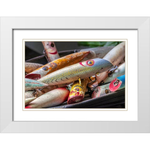 Antique fishing lure-Wrangell-Alaska-USA White Modern Wood Framed Art Print with Double Matting by Engelbrecht, Jim
