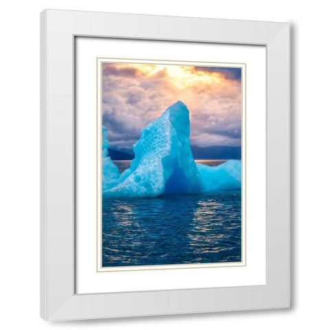 Glacial ice-iceberg-LeConte Bay-Alaska-USA White Modern Wood Framed Art Print with Double Matting by Engelbrecht, Jim