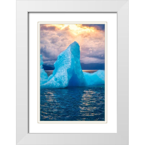 Glacial ice-iceberg-LeConte Bay-Alaska-USA White Modern Wood Framed Art Print with Double Matting by Engelbrecht, Jim