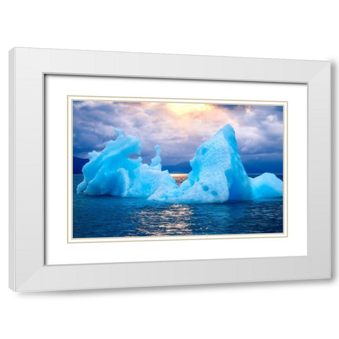 Alaskan Iceberg at sunrise White Modern Wood Framed Art Print with Double Matting by Engelbrecht, Jim