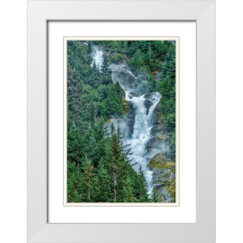 Thunder Falls-LeConte Bay-Petersburg-Alaska-USA White Modern Wood Framed Art Print with Double Matting by Engelbrecht, Jim