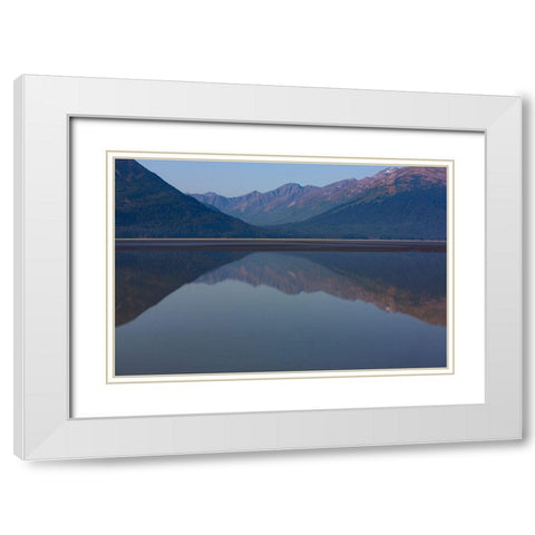 Cook Inlet-Alaska-bay and mountain reflection White Modern Wood Framed Art Print with Double Matting by Sienda, Jolly
