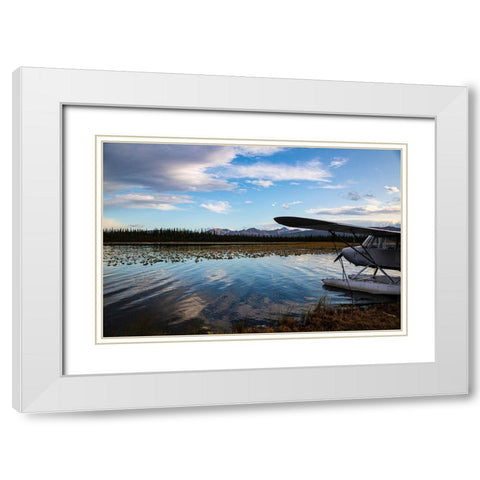 Alaska Floatplane White Modern Wood Framed Art Print with Double Matting by Sienda, Jolly