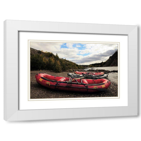 Rafts and the Nenana River, Denali, Alaska, USA White Modern Wood Framed Art Print with Double Matting by Hersen, Michel