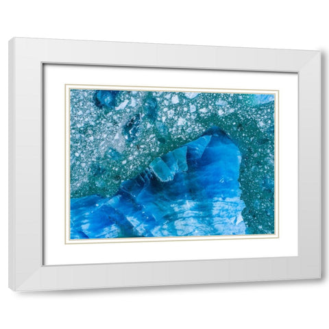 Alaska shattered icebergs floating near calving face of LeConte Glacier east of Petersburg White Modern Wood Framed Art Print with Double Matting by Souders, Paul