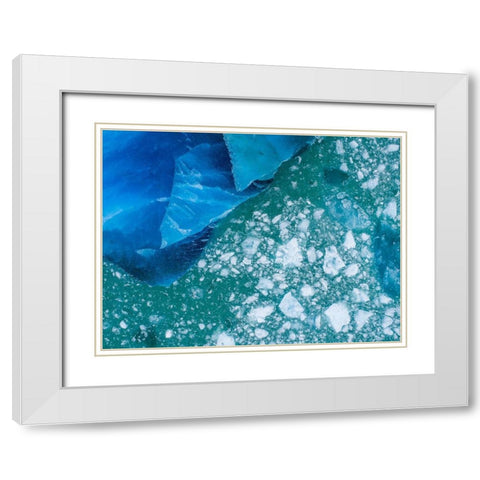 Alaska shattered icebergs floating near calving face of LeConte Glacier east of Petersburg White Modern Wood Framed Art Print with Double Matting by Souders, Paul
