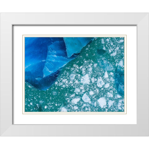 Alaska shattered icebergs floating near calving face of LeConte Glacier east of Petersburg White Modern Wood Framed Art Print with Double Matting by Souders, Paul