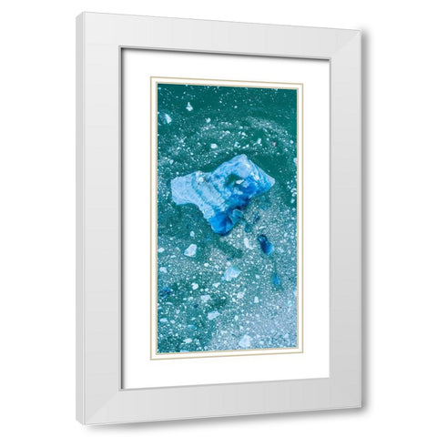 Alaska shattered icebergs floating near calving face of LeConte Glacier east of Petersburg White Modern Wood Framed Art Print with Double Matting by Souders, Paul
