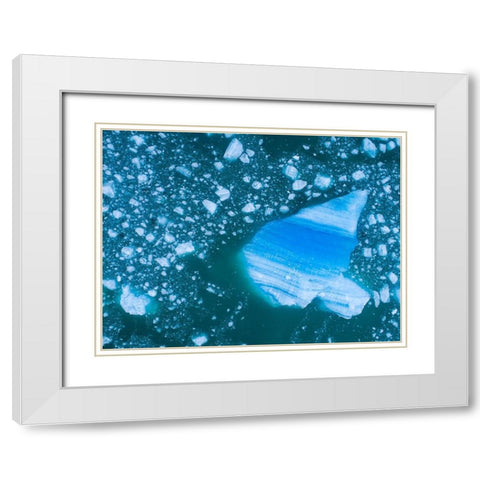 Alaska shattered icebergs floating near calving face of LeConte Glacier east of Petersburg White Modern Wood Framed Art Print with Double Matting by Souders, Paul